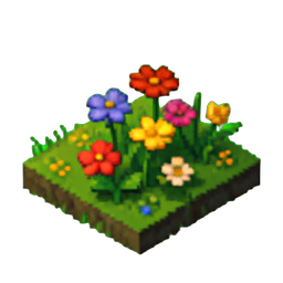 Iso Flower Meadow Tile — 256×256 pixel art sprite