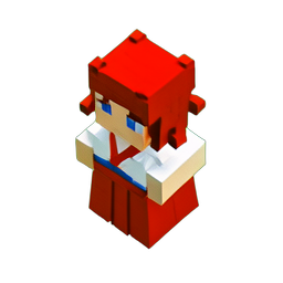 Japanese Shrine Maiden (Voxel) - 256x256 pixel art sprite