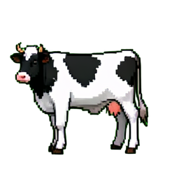 Vaca vaquera (Cinemático) — sprite pixel art 256×256