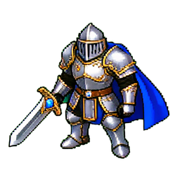 König Paladin (16-Bit) — 256×256 Pixel-Art-Sprite