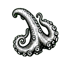Tentáculo Kraken (1-bit) — sprite pixel art 256×256