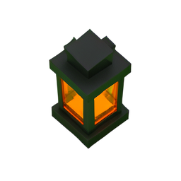Lantern Hanging (Voxel) - 256x256 pixel art sprite
