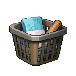 Cesta de ropa — sprite pixel art 256×256