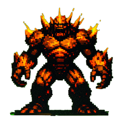 Lava-Koloss — 256×256 Pixel-Art-Sprite