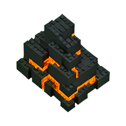 Lava Cooled (Voxel) — 256×256 pixel art sprite
