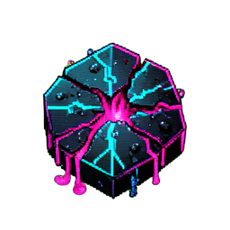 Lava gerissen (Cyberpunk) — 256×256 Pixel-Art-Sprite