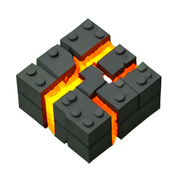 Lava Cracked (Voxel) - 256x256 pixel art sprite