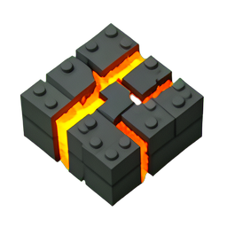 Lava Fissuré (Voxel) — sprite pixel art 256×256