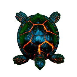 Lava-Schildkröte (Filmisch) — 256×256 Pixel-Art-Sprite