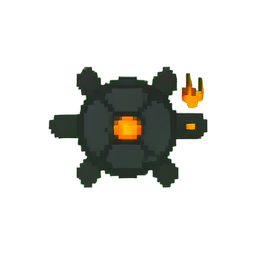 Lava Turtle (Low-Res) - 256x256 pixel art sprite