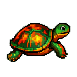 Tortue de lave — sprite pixel art 256×256