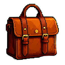 Mochila de cuero — sprite pixel art 256×256