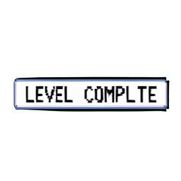 Banner de nivel completado — sprite pixel art 256×256