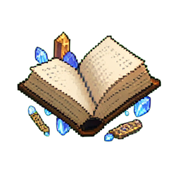 Levitating Open Book — 256×256 pixel art sprite