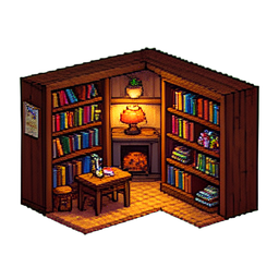 Library Interior - 256x256 pixel art sprite
