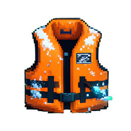 Gilet de sauvetage — sprite pixel art 256×256