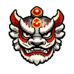 獅子舞のマスク — 256×256 ピクセルアートスプライト