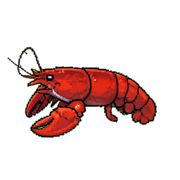Lagosta vermelha blindada — sprite pixel art 256×256
