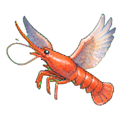 랍스터 빨강 (영화적) — 256×256 픽셀 아트 스프라이트
