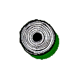 Cabana de toras (1-bit) — sprite pixel art 256×256