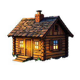 Log Cabin - 256x256 pixel art sprite