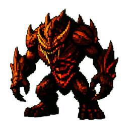 Magma Wyrm — 256×256 pixel art sprite
