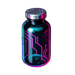 Poção de Mana Grande (Cyberpunk) — sprite pixel art 256×256