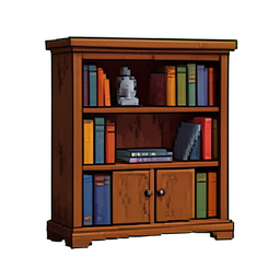 Marmor Bücherregal — 256×256 Pixel-Art-Sprite