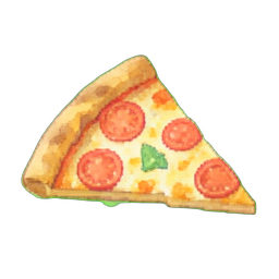 Tranche de pizza Margherita — sprite pixel art 256×256