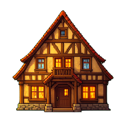 Salão do mercado aberto — sprite pixel art 256×256