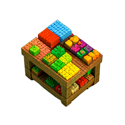 منضدة السوق (Voxel) — رسم بكسل 256×256