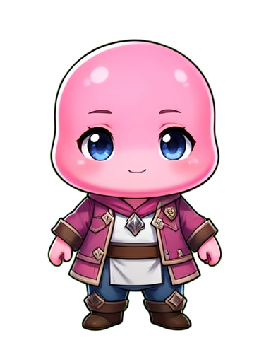 Mascot Slime Pink — 384×512 pixel art sprite