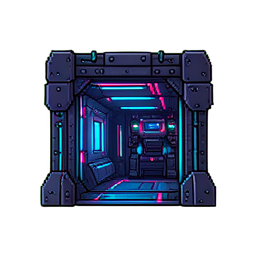 Maschinen-Hangar-Tor Desliden — 256×256 Pixel-Art-Sprite