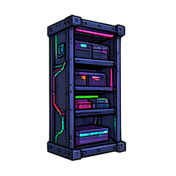Mech Storage Rack Vertical — 256×256 pixel art sprite