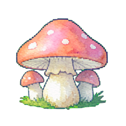 Grupo de cogumelos — sprite pixel art 256×256