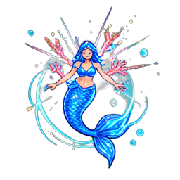 Meerjungfrau Prinzessin (VFX) — 256×256 Pixel-Art-Sprite