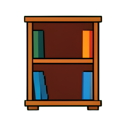Bibliothèque en métal — sprite pixel art 256×256