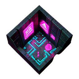 Entrada de la mina (Cyberpunk) — sprite pixel art 256×256