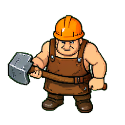 Miner Worker (16-Bit) - 256x256 pixel art sprite