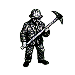 Trabalhador de mina (1-bit) — sprite pixel art 256×256