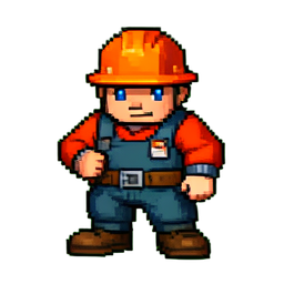 Miner Worker - 256x256 pixel art sprite