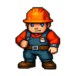 Trabalhador de mina — sprite pixel art 256×256