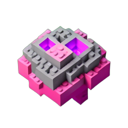 Mini Boss Brain (Voxel) - 256x256 pixel art sprite