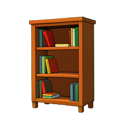 رف كتب بسيط — رسم بكسل 256×256