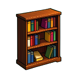 Estantería moderna — sprite pixel art 256×256
