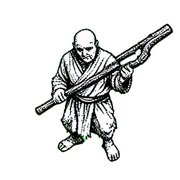 Guerrier Moine (1-Bit) — sprite pixel art 256×256