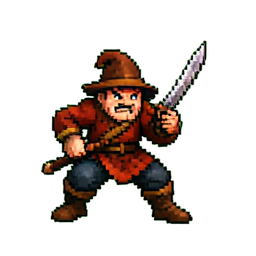 Mönchkämpfer — 256×256 Pixel-Art-Sprite