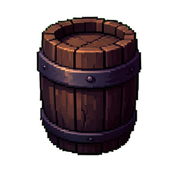 Barril musgoso — sprite pixel art 256×256