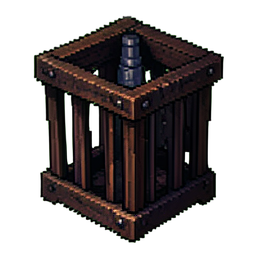 Mossy Iron Cage — 256×256 pixel art sprite