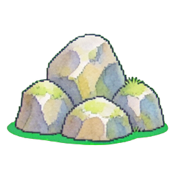 Moosige Felsansammlung — 256×256 Pixel-Art-Sprite